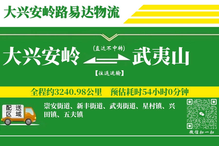 大兴安岭到武夷山物流专线-大兴安岭至武夷山货运公司